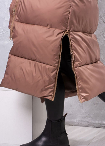 Коричнева зимня куртка пуховик жіноча зимова на пуху мікс к-010 мокко SoulKiss k-010