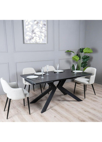 Стіл обідній Монако розкладний керамічний, 160/240x90x75 см, Чорний мат черні ноги Prestol (372178821)