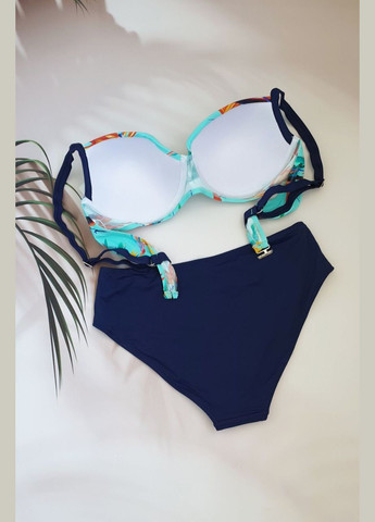 М'ятний літній жіночий роздільний купальник з квітковим принтом роздільний No Brand