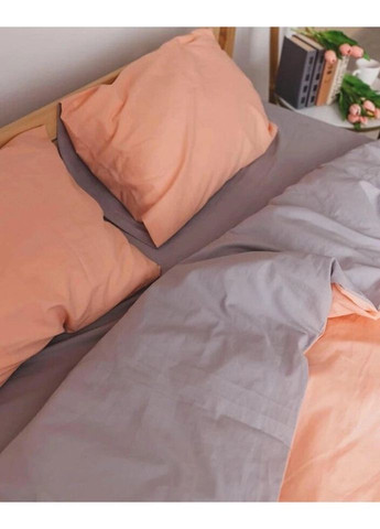 Постельное белье двуспальное Home Вареный хлопок 20509 180х215 см персиковое с серым DUSHKA (327791656)