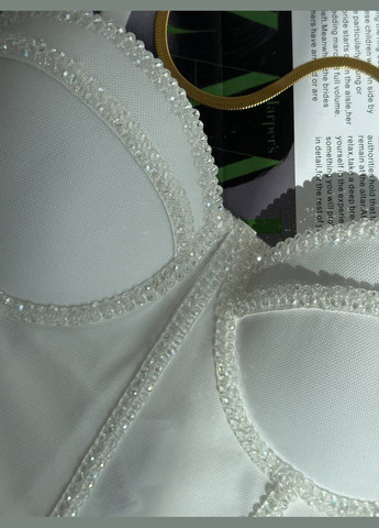 Жіночий вишуканий укорочений білий корсет бюст'є із стразами No Brand (321171581)