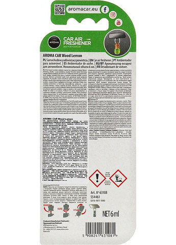Ароматизатор для авто "Lemon" Wood 6ml (901678-53690) Aroma Car (365820278)