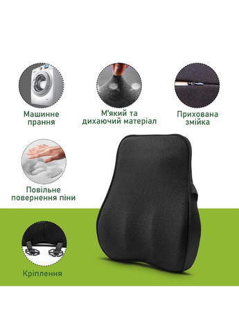 Подушка під спину автомобільна ортопедична 440x400x110 мм Чорна ProfiLuxe AMF 002 (330761225)