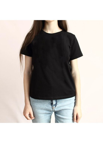Чёрная женская черная футболка из хлопка с эластаном базовая стрейч модель 3xl 54 хлопок (302213757)