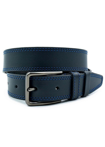 Шкіряний чоловічий ремінь 3,3 х 105-120 см Темно-синій Weatro (302519499)