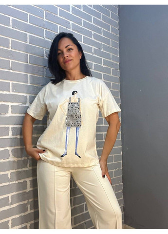 Футболка женская Pepper Mint 24-65 рисунок девушка блестки Pepper&Mint - (304062711)