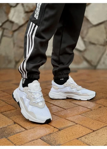 Белые демисезонные кроссовки мужские adidas ozweego adiprene pride white beige black адидас озвиго белые No Brand