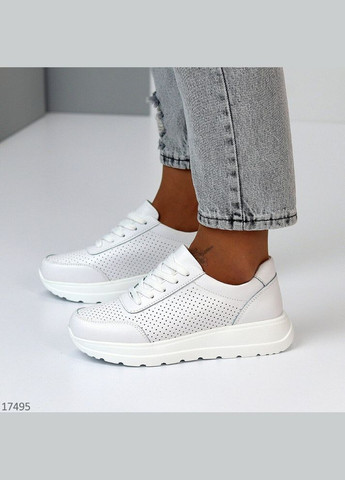 Кожаные белые кроссовки с перфорацией, перфорированные кроссовки на лето KDSL Enigma белые лето (317625544)