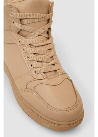 Кроссовки женские зимние на меху, 248RAJ04 No Brand темно-бежевые (368704241)