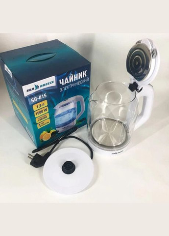Електрочайник Sea Breeze SB-015 електрочайник білий з підсвіткою Прозорий 1,8 л 1500 Вт No Brand (317191403)