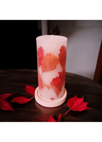 Набір з декоративної ароматизованої свічки з листям дикого винограду та гіпсовою підставкою Handmade Studio - AV (371797815)