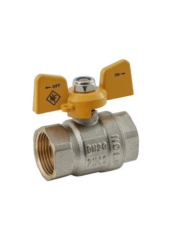 Кран кульовий Classic NFC.712-08-3/4" FF ГГМ жовта ручка "метелик", латунний NOLF (399024547)