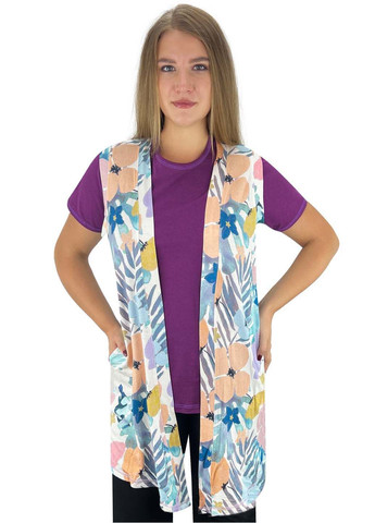 Комбинированный демисезонный комлект кардиган и футболка Жемчужина стилей