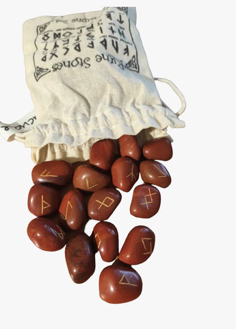 Скандинавські руни з натурального каміння. Набір з Червоної яшми з мішечком No Brand (300159253)