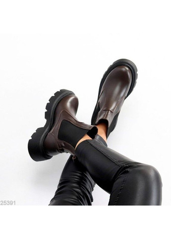 Зимние зимние кожаные черные ботинки, челси зимние, женские ботинки зимние код 25631 челси Garti без декора