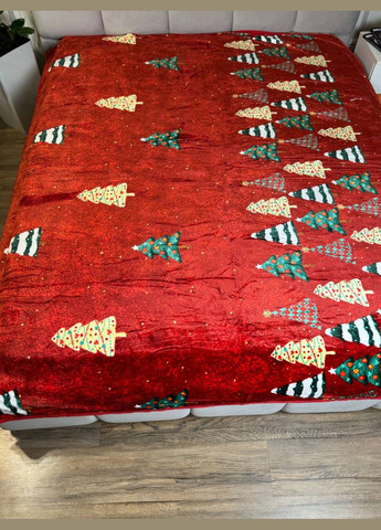 Флесовый плед с новогодним рисунком размер 200*220 см красного цвета. No Brand (314476725)