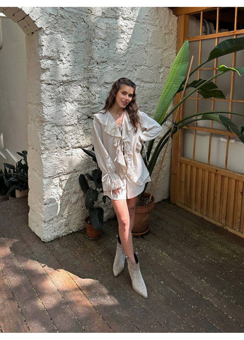 Женский костюм из льна: рубашка на завязках и шорты. MonCher (352709623)