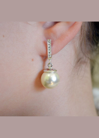 Серьги с большим жемчугом 8616 Maxi Silver (337133101)