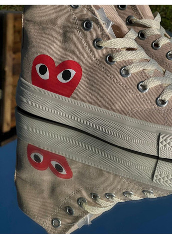КЕДЫ ЖЕНСКИЕ CONVERSE X COMME DES GARSONS PLAY CHUCK BEIGE КОНВЕРС No Brand бежевые демисезоны (367168258)