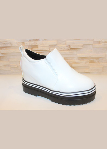 No Brand Туфли женские белые на танкетке лоферы белый з искусственная кожа, — демисезон (333016562)