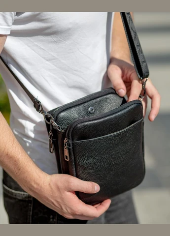 Шкіряний месенджер через плече TD-23433 чорний Tiding Bag (305577619)