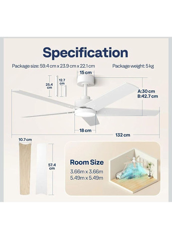 Стельовий вентилятор Vivohome (371337697)