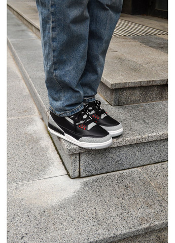 Черные демисезонные кроссовки мужские nike air jordan 3 retro black cement найк аир джордан No Brand