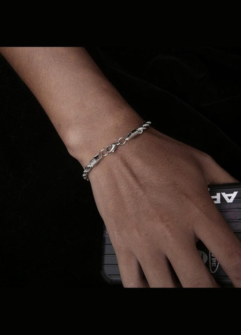 Чоловічий металевий срібний браслет, ланцюжок на руку, сталевий 5 мм No Brand (328251245)
