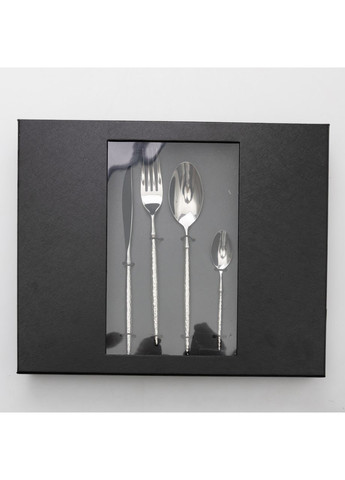 Набор столовых приборов золото на 6 персон 24 предмета ложки, вилки, ножи Серебро Yiwu (360454693)