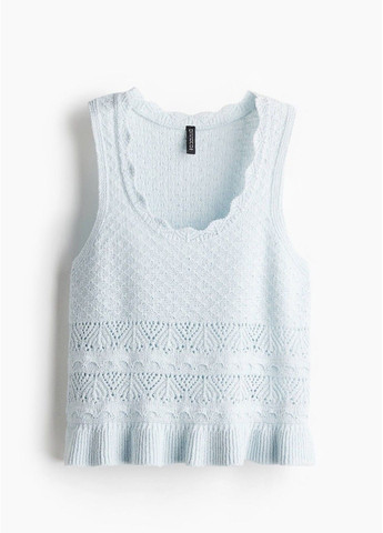 Вязаный женский топ без рукавов Н&М (58378) XS Голубой H&M (337498888)