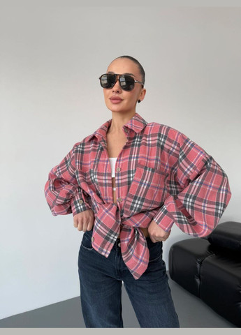Розовая кэжуал, повседневный рубашка в клетку No Brand