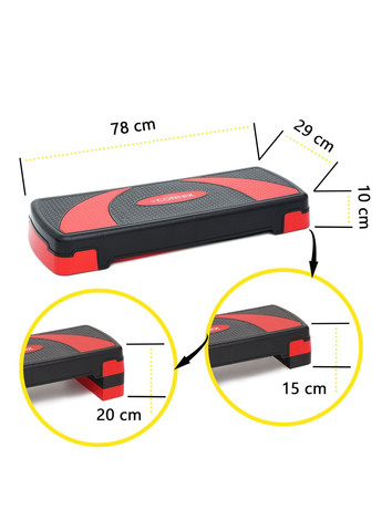 Степ-платформа 3-ступінчаста 78 х 29 х 10-20 см Black/Red Cornix XR-0185 (275654257)