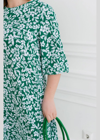Зелена повсякденний вільна сукня з воланом а-силует No Brand з квітковим принтом