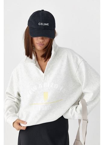 Светло-серый утепленный свитшот надпись (352691485)