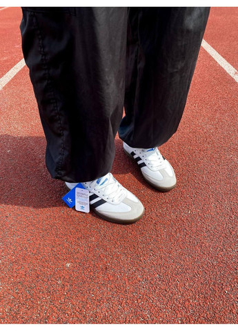 КРОССОВКИ ЖЕНСКИЕ ADIDAS SAMBA OG VEGAN LOW WHITE BLACK АДИДАС САМБА No Brand чёрные демисезоны (368854937)