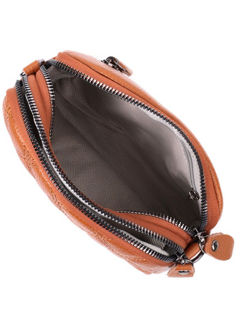 Стильна жіноча сумка прошита ромбами на лицьовій стороні з натуральної шкіри рудий 19,5х12,5х7 см 22809 Vintage (329195741)