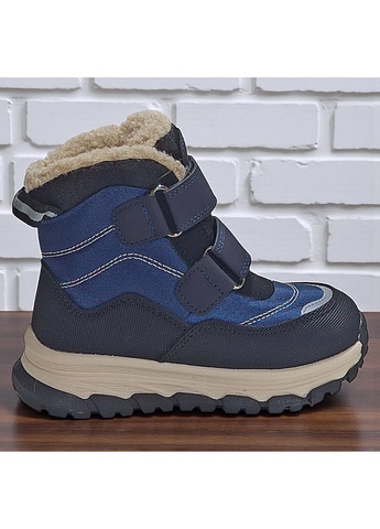 Темно-синие зимние дутики на овчине для мальчика,ботинки на овчине для мальчика,зимние ботинки на липучках Tom.M на липучке