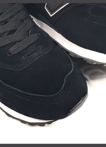 Кроссовки зимние женские и мужские New Balance 574 winter high black white fur | Нью Беланс 574 высокие черные белые с мехом No Brand чёрные зима (308360661)