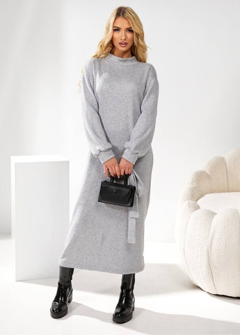 Серое повседневный платье макси под пояс Allthings