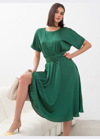 Зелена кежуал сукня-міді зеленого кольору в горошок Dressa в горошок