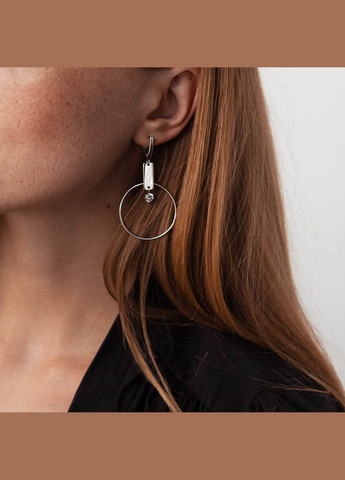 Серебряные серьги Геометрия с фианитами 4989 Oniks (264024143)