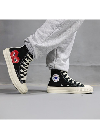 Кеды Converse Chuck Taylor All Star 70 Hi Comme des Garcons PLAY Black A08791C No Brand чёрно-белые демисезоны (366337162)