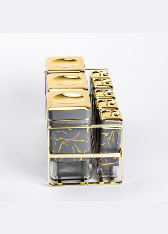 Набір ємностей для зберігання 8 штук по 650/150 мл на металевій підставці, сірий Yiwu (325686407)