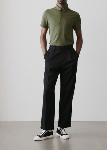 Оливковая (хаки) мужская футболка поло H&M