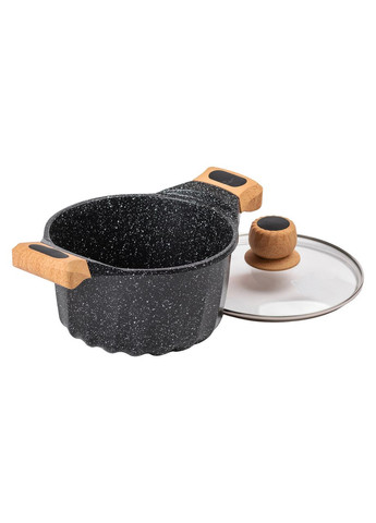 Алюминиевая кастрюля объемом 3 литра с крышкой Ø 20 см Мрамор с антипригарным покрытием HP-4-432B MGC (370801844)