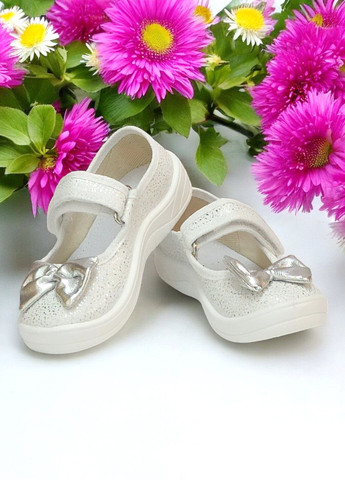 Белые ортопедические тапочки для девочки сменка в садик сменная обувь алина бант белые Waldi с бантом