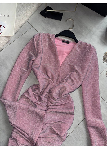 Розовое праздничный, повседневный, вечернее, кэжуал женское платье силуэтная No Brand однотонное