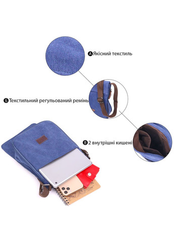 Чоловіча текстильна сумка через плече синя кросбоді 21267 Vintage (329197686)