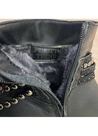 Зимние ботинки женские зимние из натуральной кожи. Foletti со стразами, с аппликацией