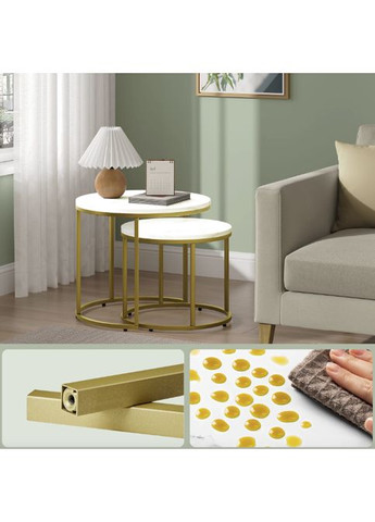 Комплект журнальных столиков Oreo круглый мраморный с золотом Leobert (361951676)